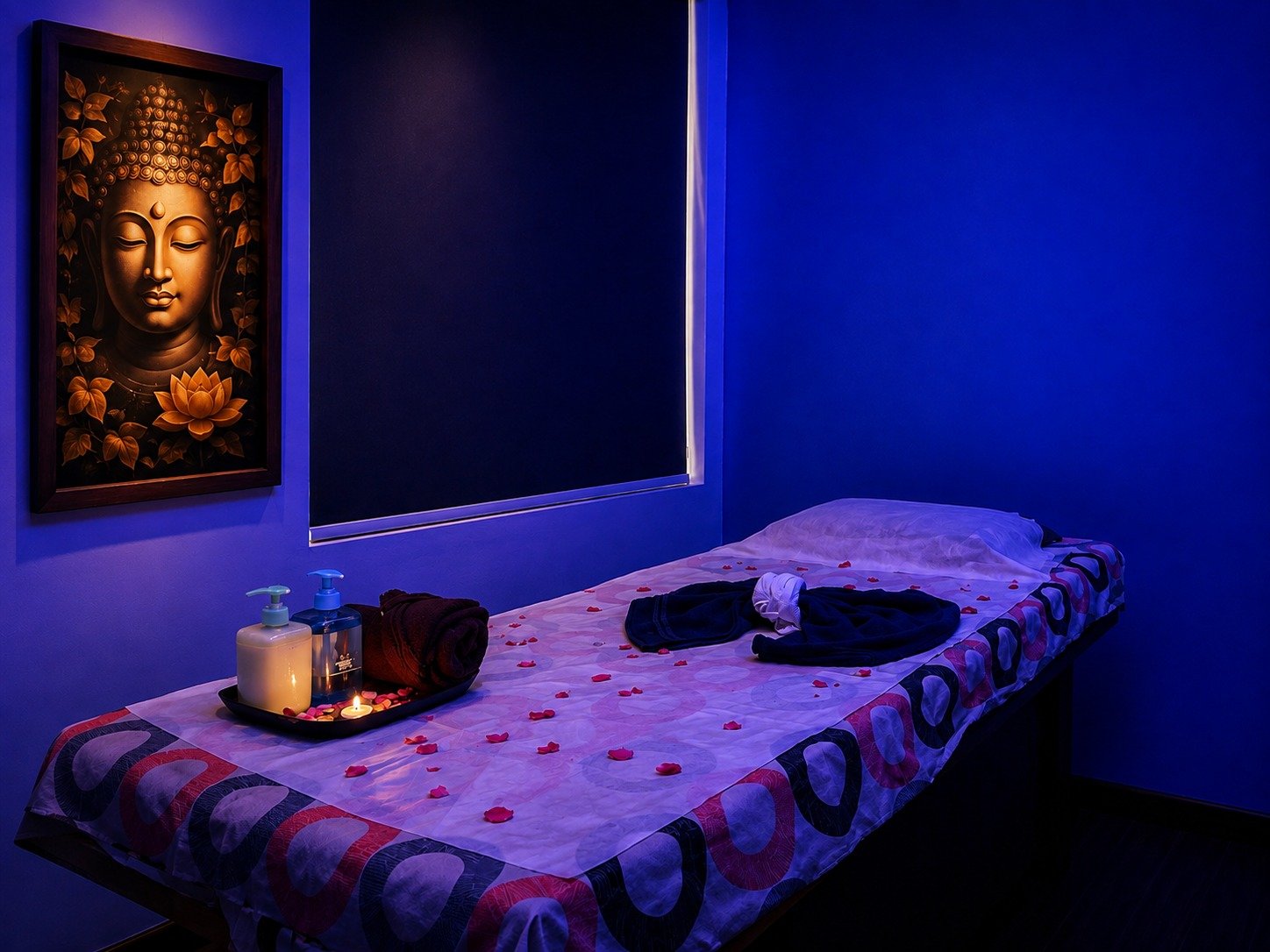 Candlelit massage room
